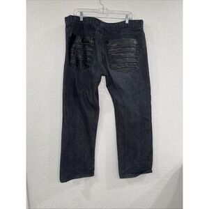 Hova Size 40 Men's Black Wash Jeans Embroidered Pockets Distressed